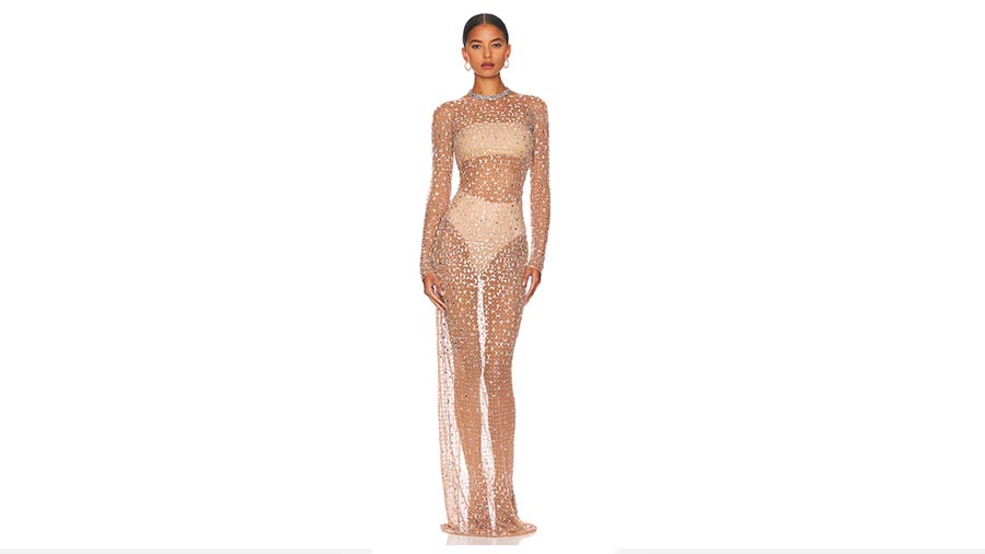 Revolve - Retrofete - Vinci Dress in Silver & Nude